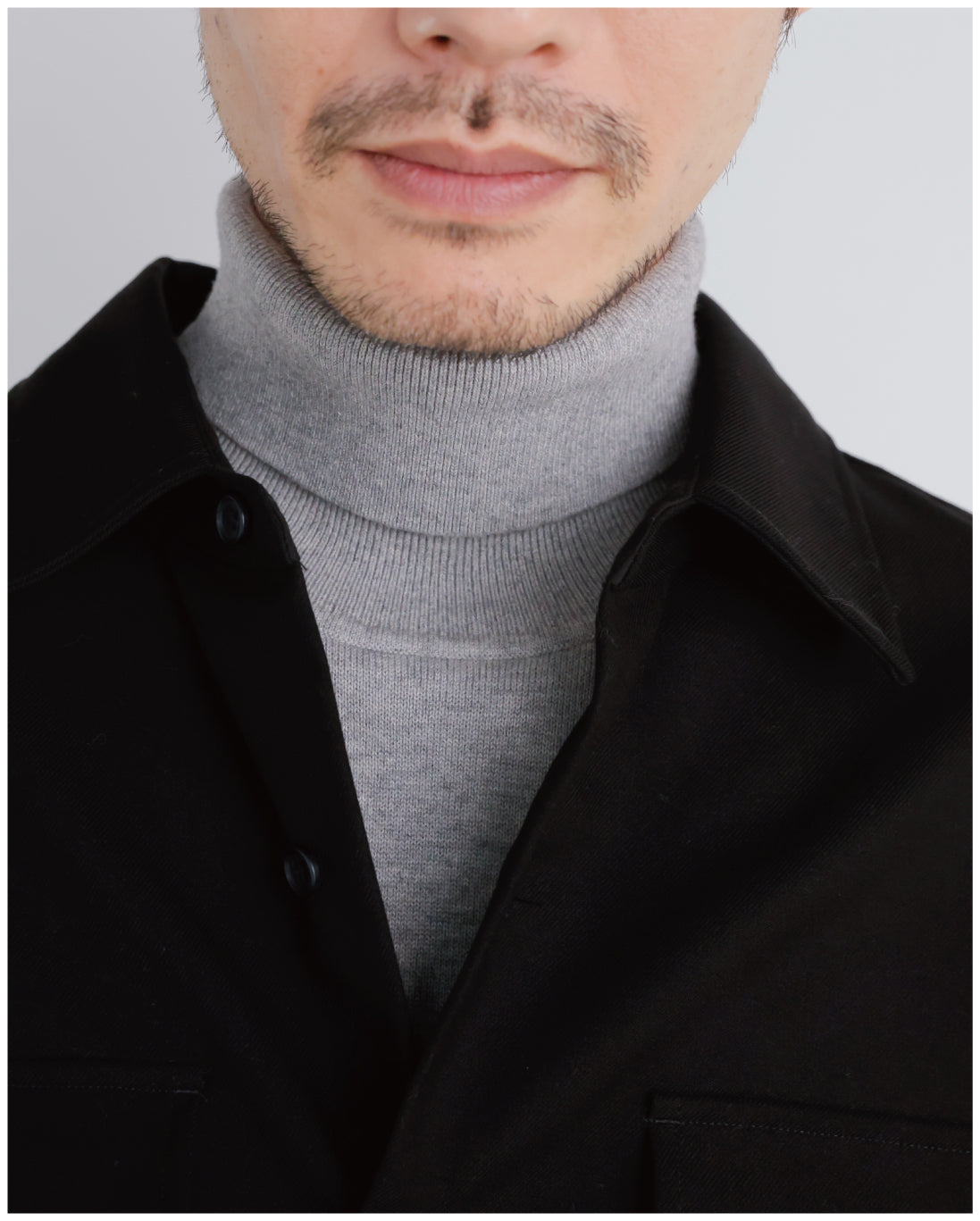 14G Cashmere Mix Highneck Knit -light gray-