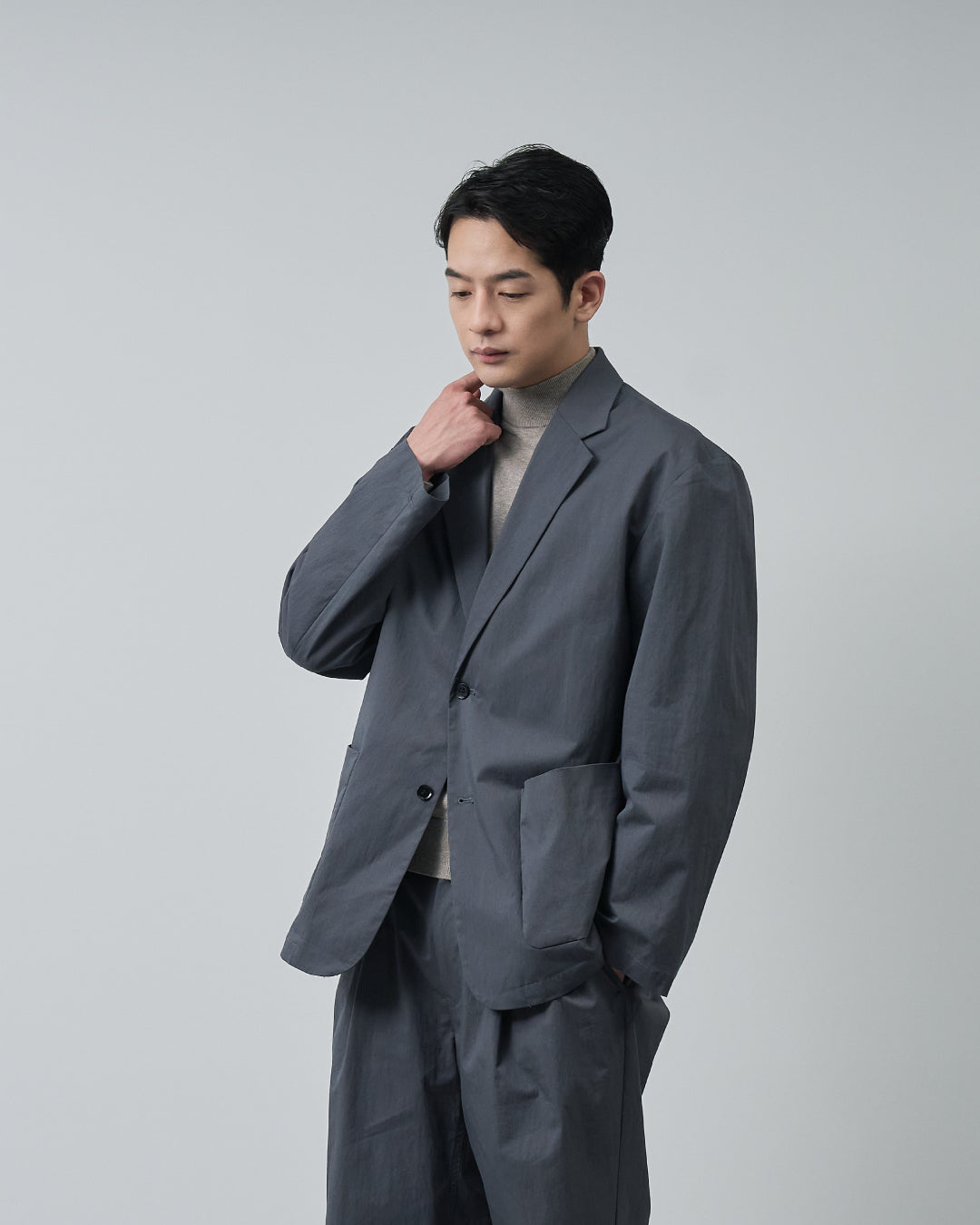 Cotton×Nylon Easy Tailored Jacket -charcoal-
