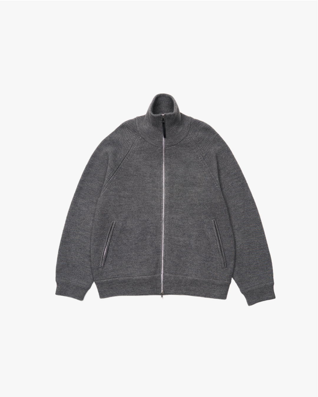 Double Zip Rib Driver's Knit -gray-