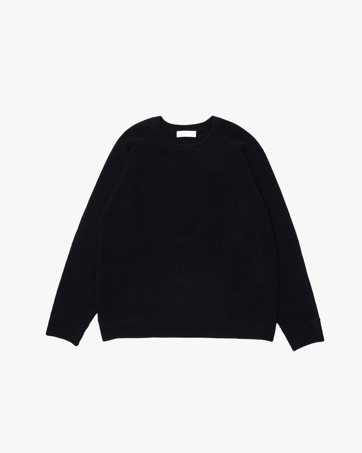 Elbow Patch Rib Crewneck Knit -black-