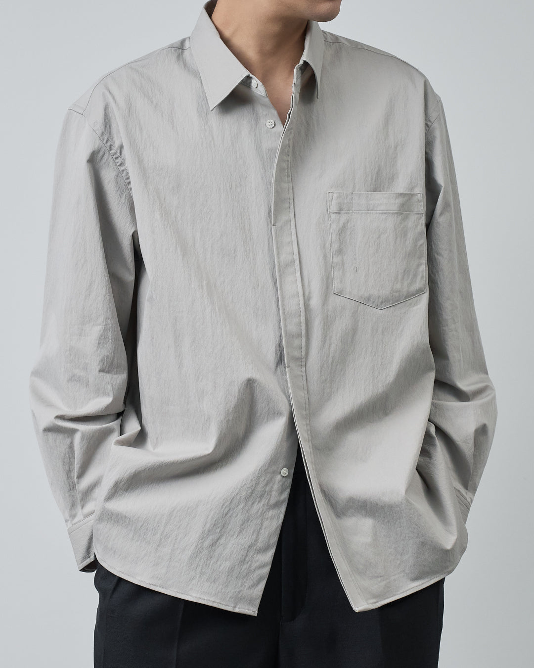 Cotton×Nylon Regular Collar L/S Shirts -greige-