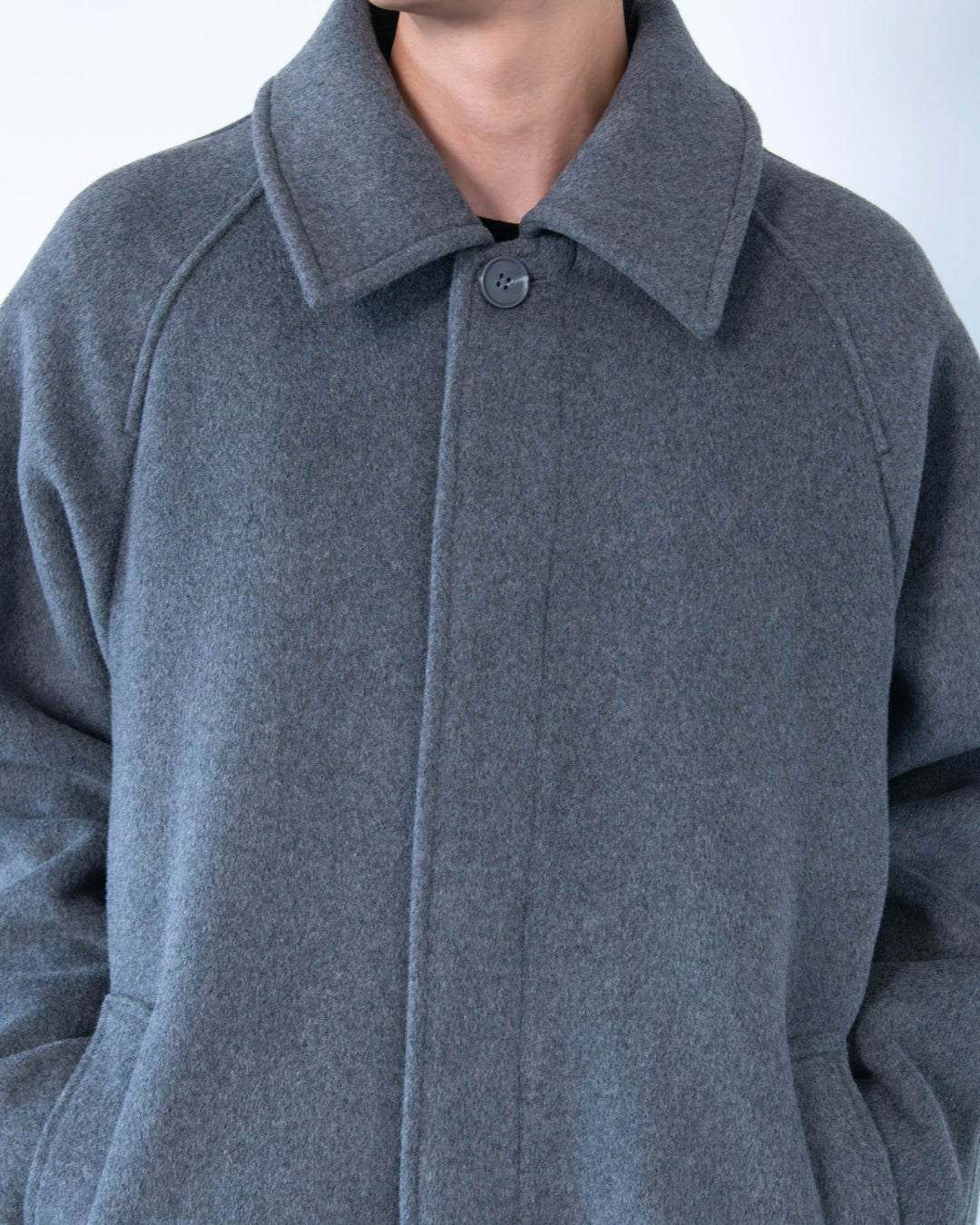 Double Melton Bal Collar Coat -gray-