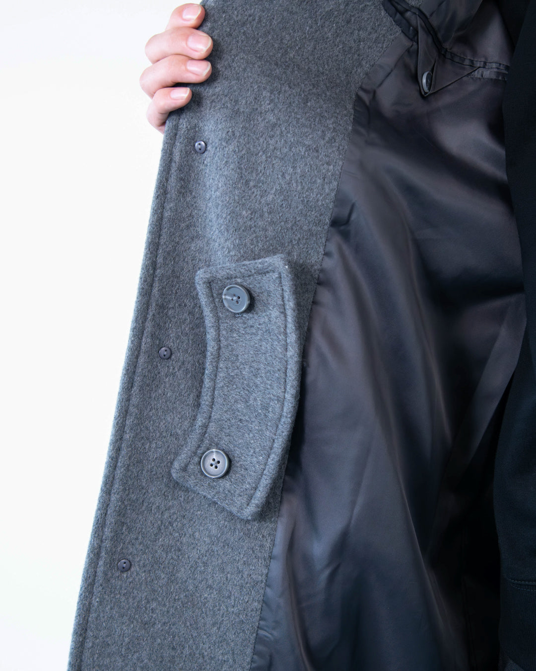 Double Melton Bal Collar Coat -gray-