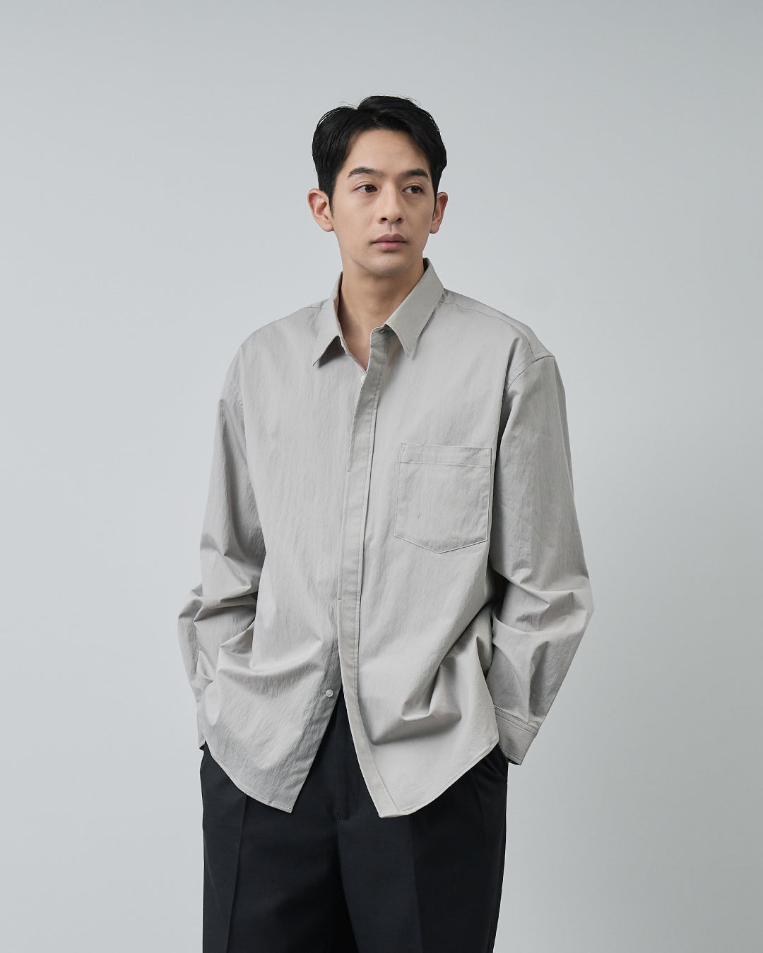 Cotton×Nylon Regular Collar L/S Shirts -greige-