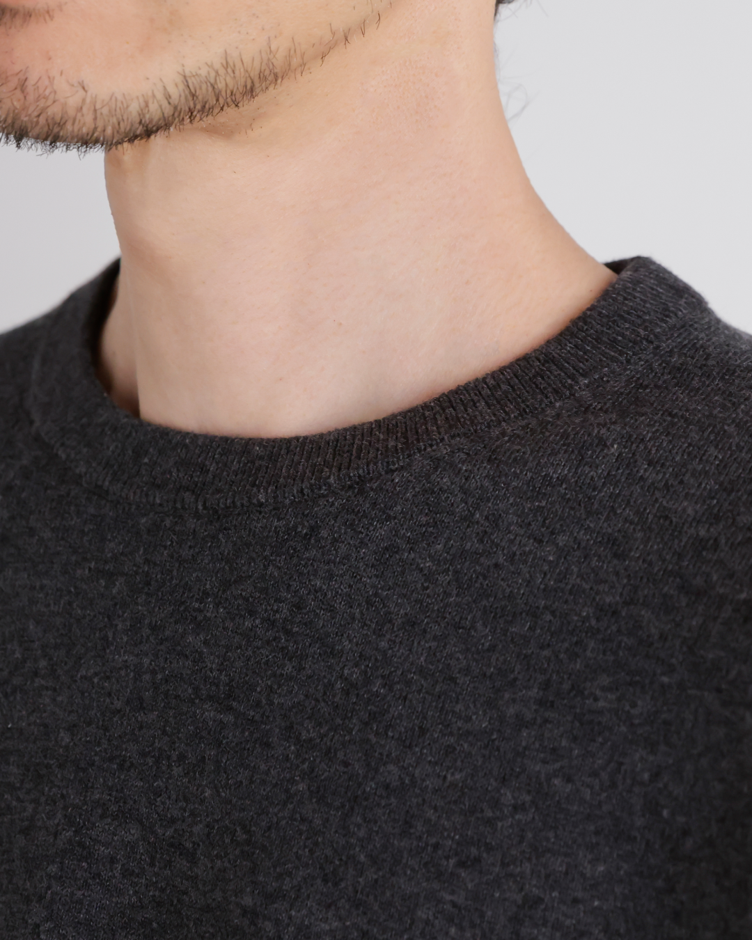 14G Cashmere Mix Crewneck Knit -charcoal-