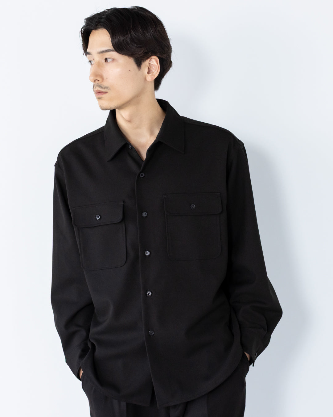Wool Touch CPO Jacket -black-