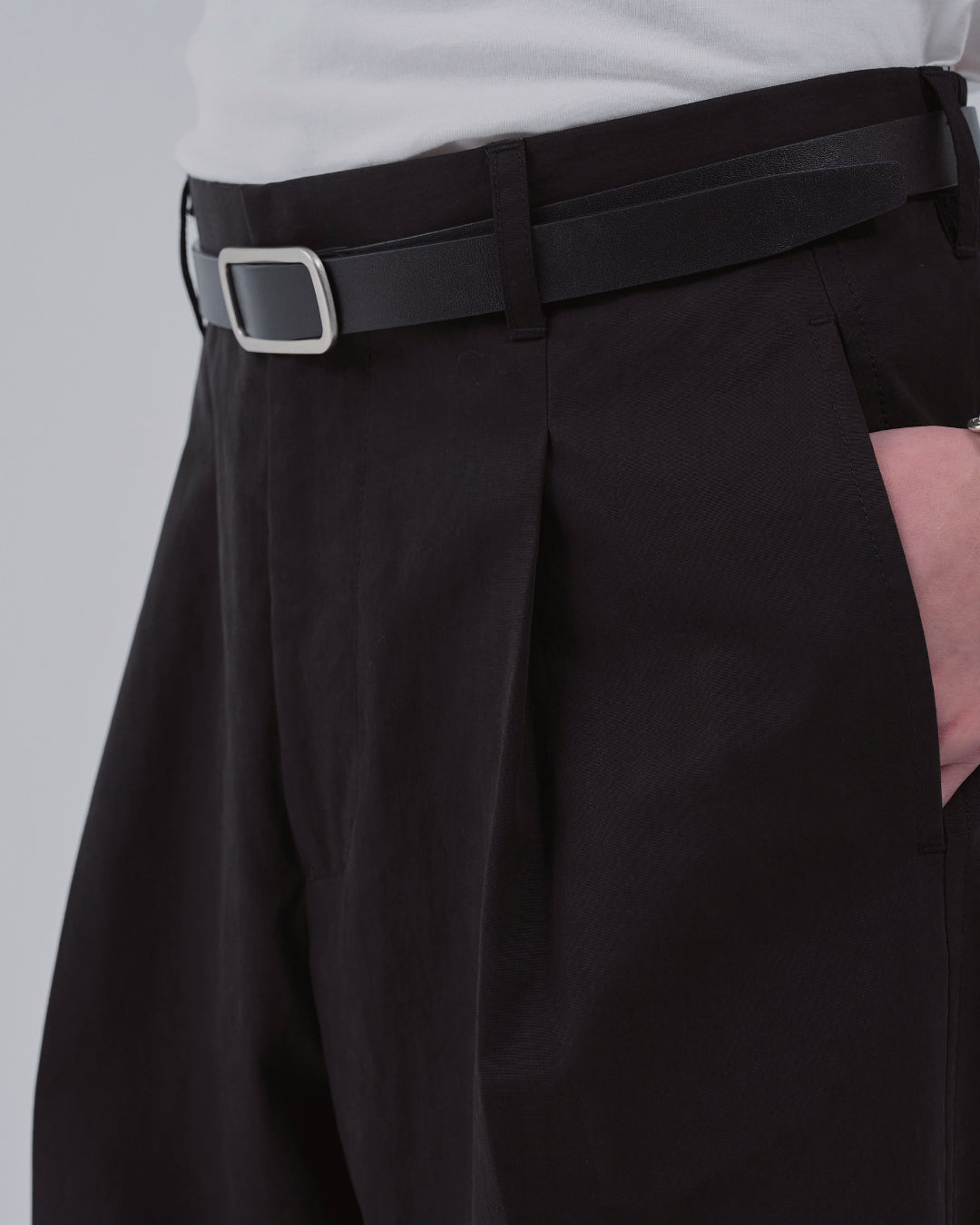 Cotton×Nylon Wide Pants -black-(9)