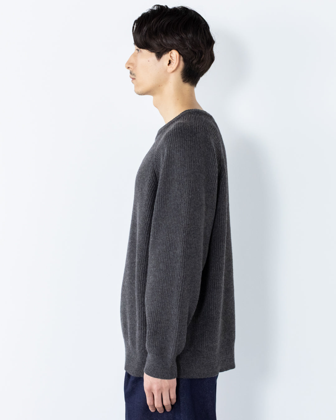 Wool Mixed Crewneck Knit -dark gray-