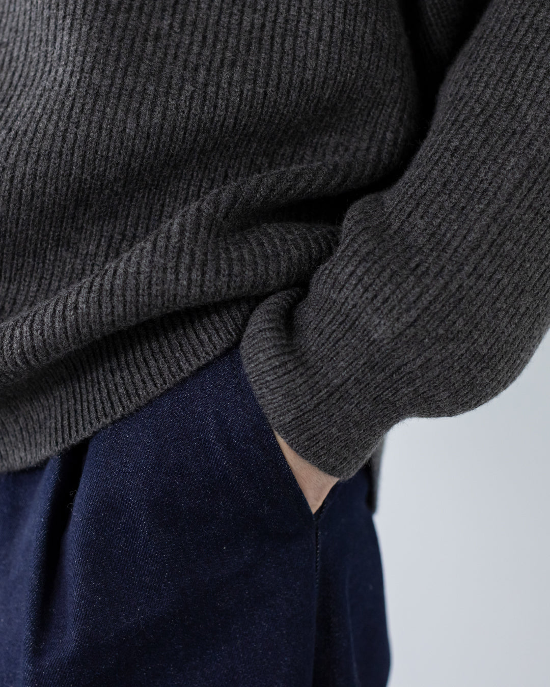 Wool Mixed Crewneck Knit -dark gray-