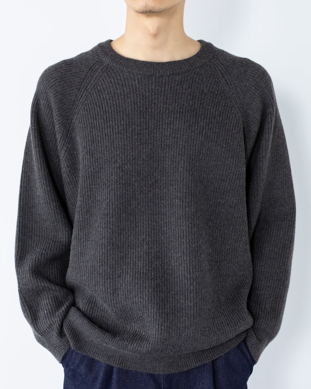 Wool Mixed Crewneck Knit -dark gray-