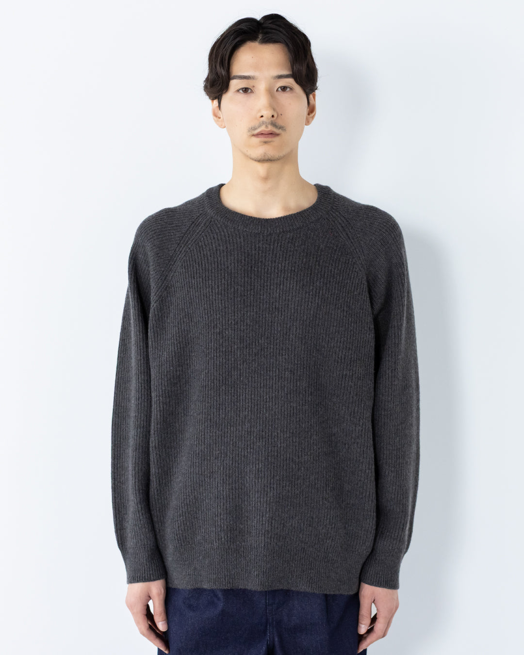 Wool Mixed Crewneck Knit -dark gray-