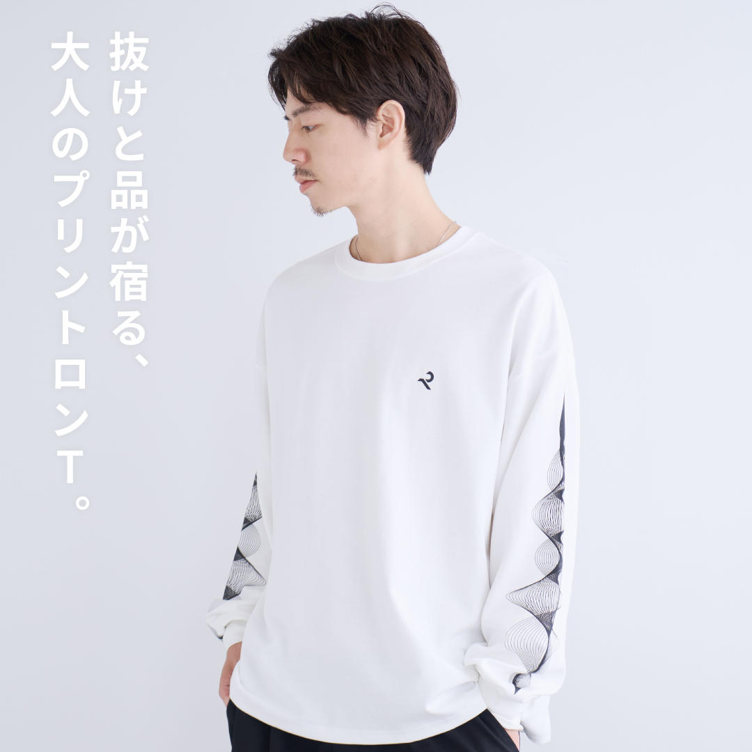 L/S Tee "WAVE" -white-