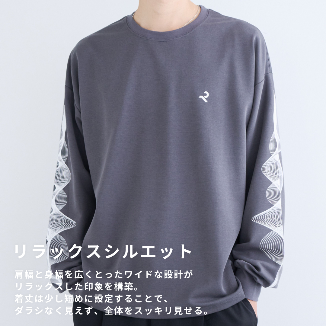 L/S Tee "WAVE" -chacoal gray-