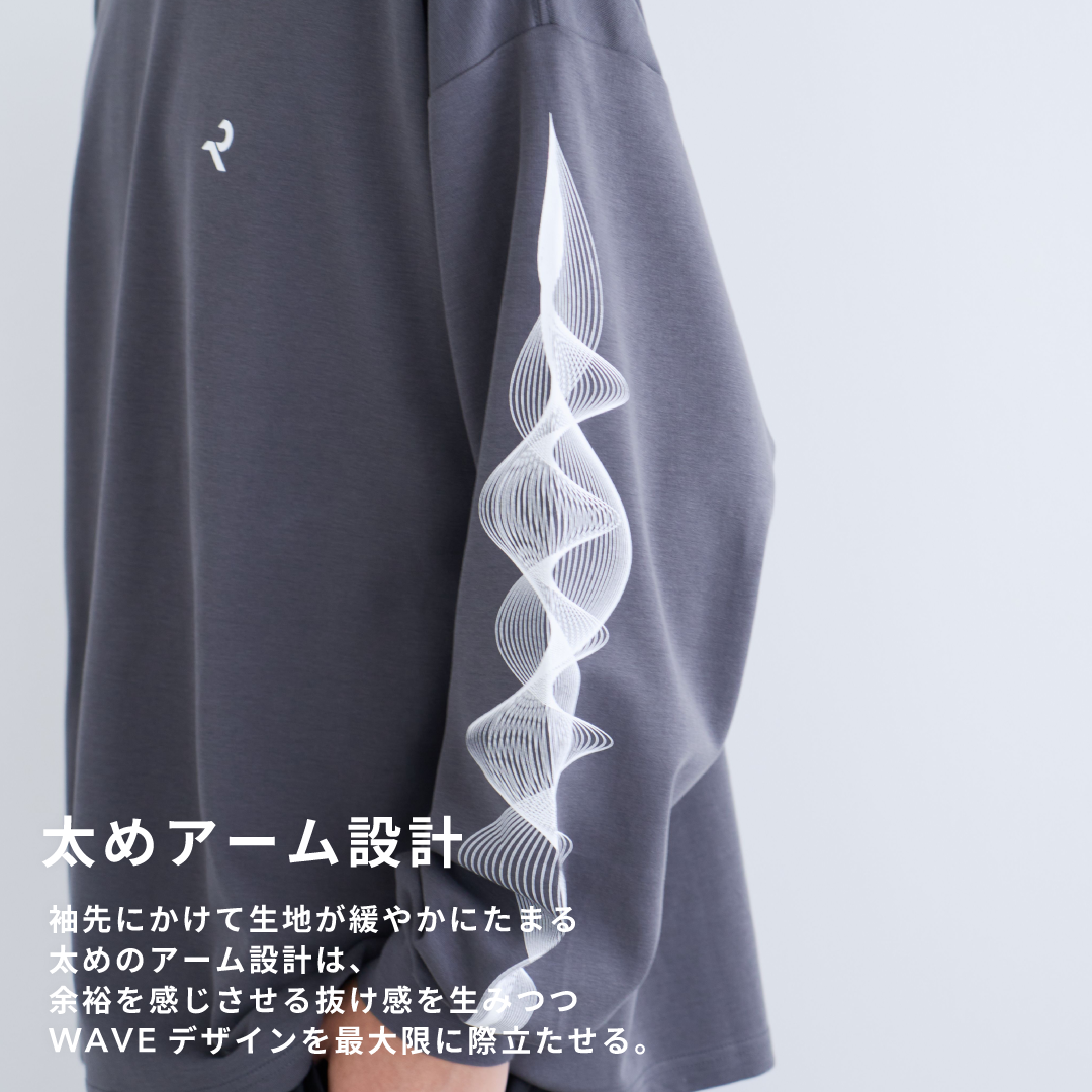 L/S Tee "WAVE" -chacoal gray-