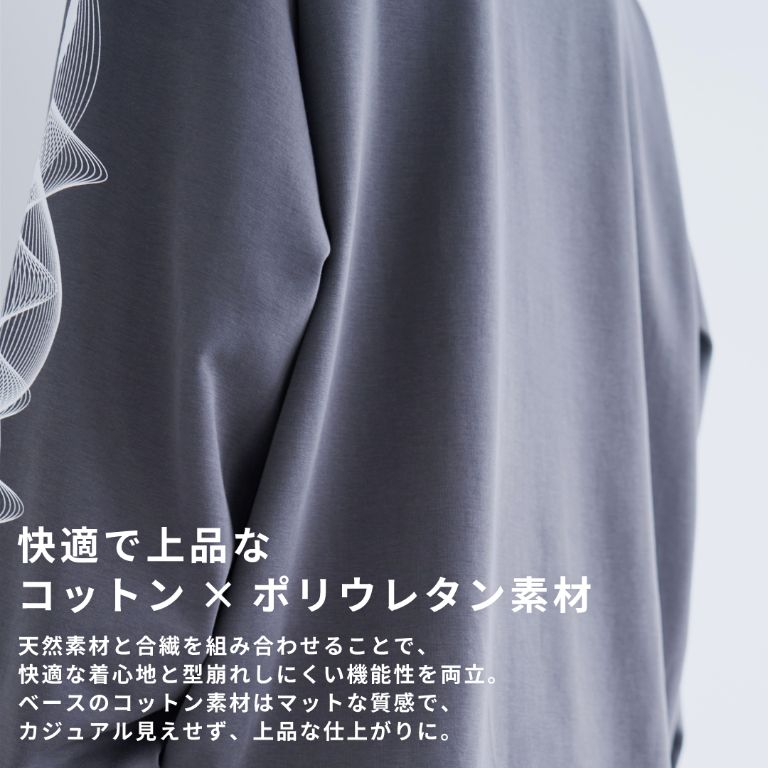 L/S Tee "WAVE" -chacoal gray-
