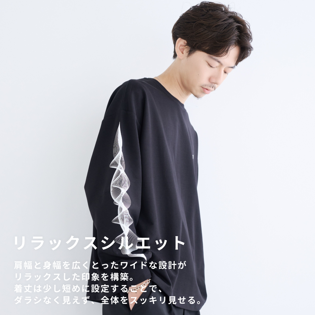 L/S Tee "WAVE" -black-