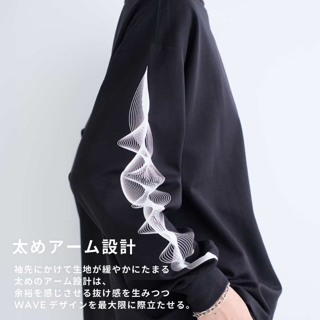 L/S Tee "WAVE" -black-