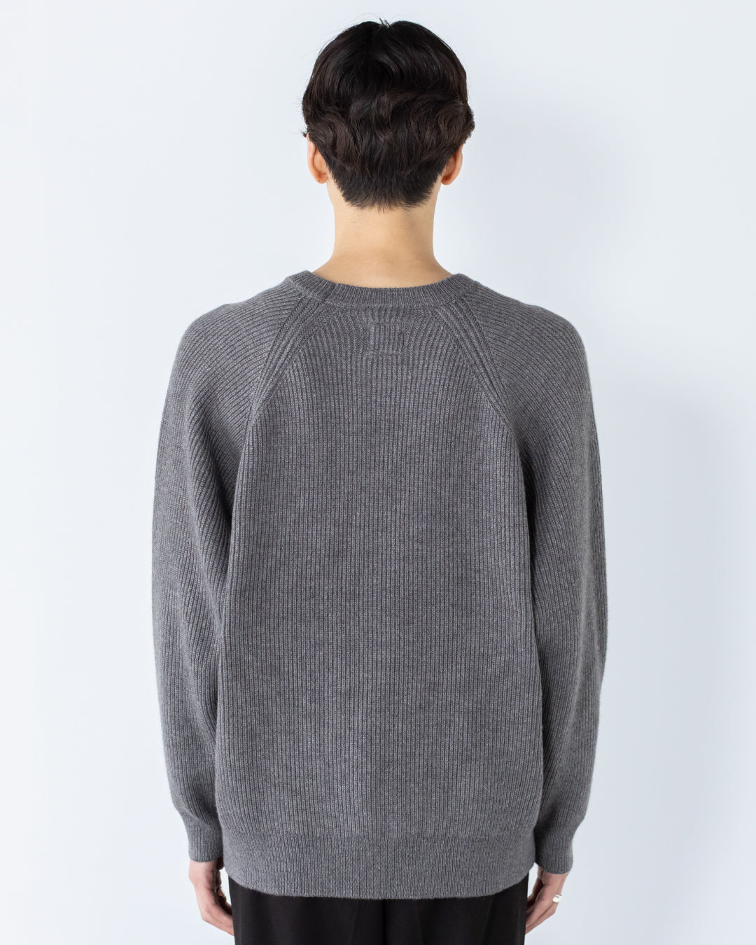 Wool Mixed Crewneck Knit -gray-