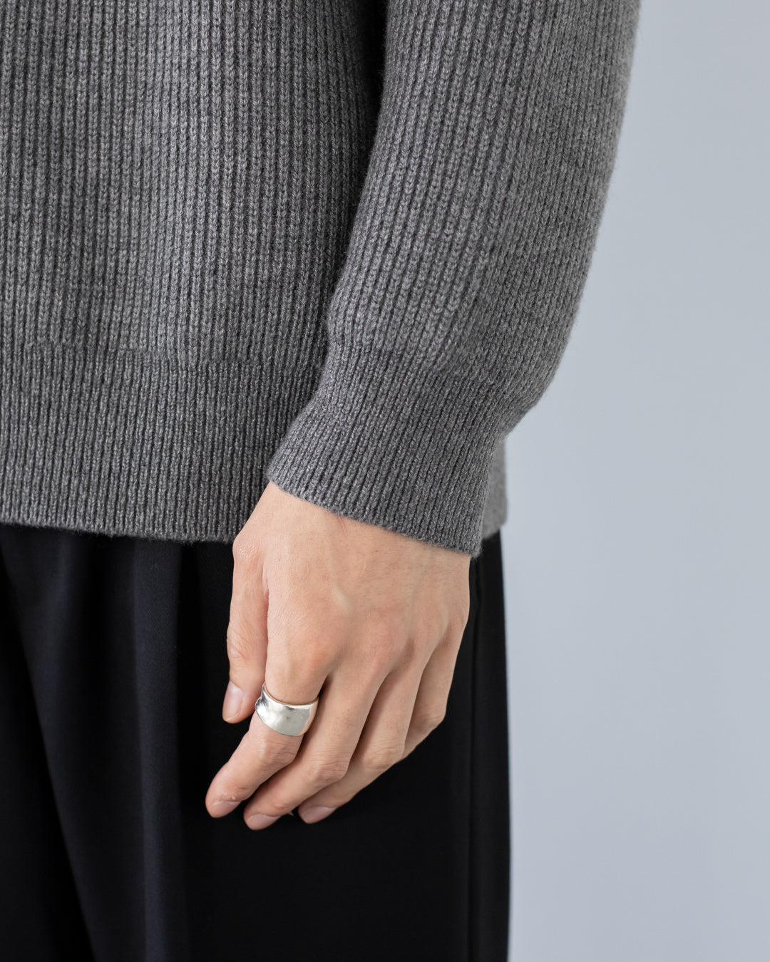 Wool Mixed Crewneck Knit -gray-