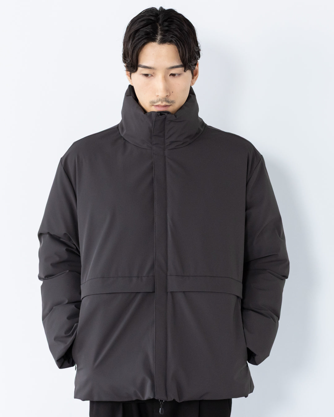 Washable Padded Blouson -black-