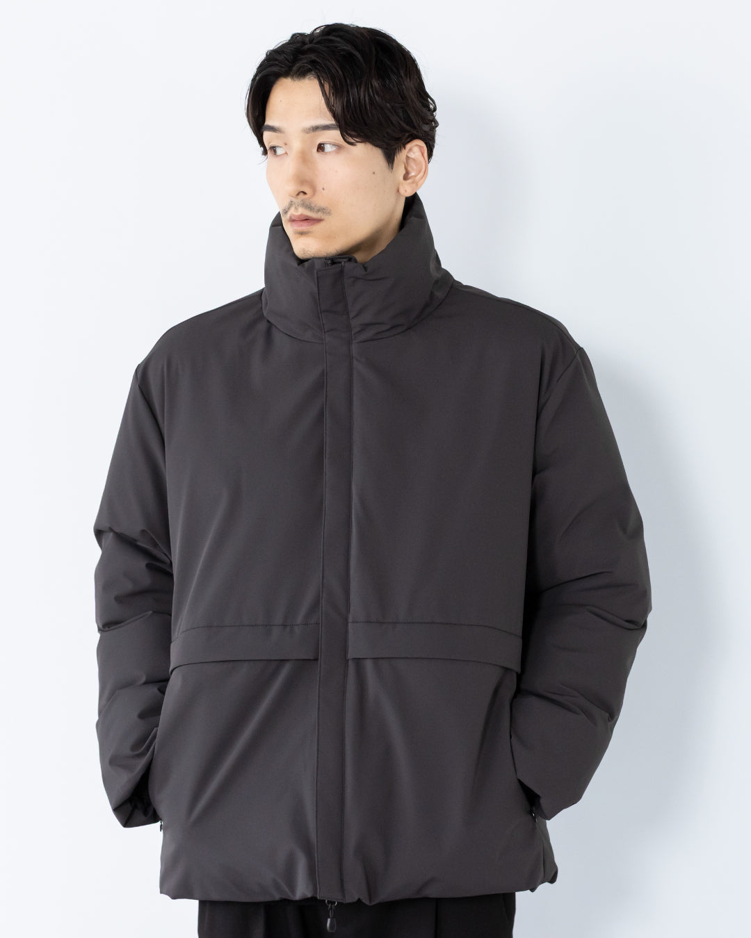 Washable Padded Blouson -black-
