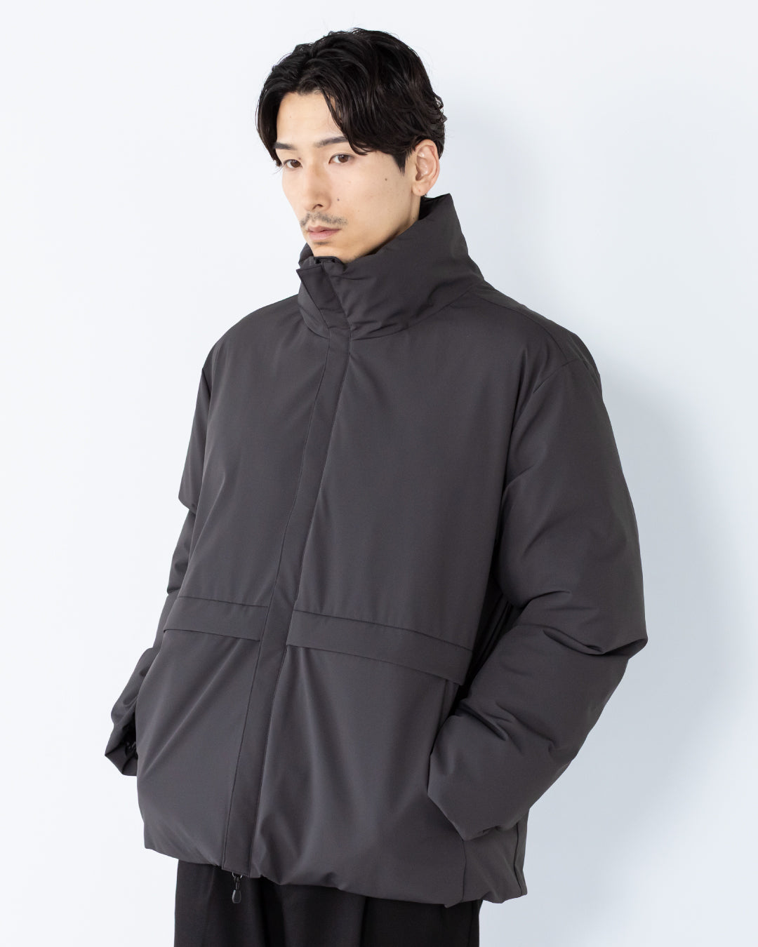 Washable Padded Blouson -black-