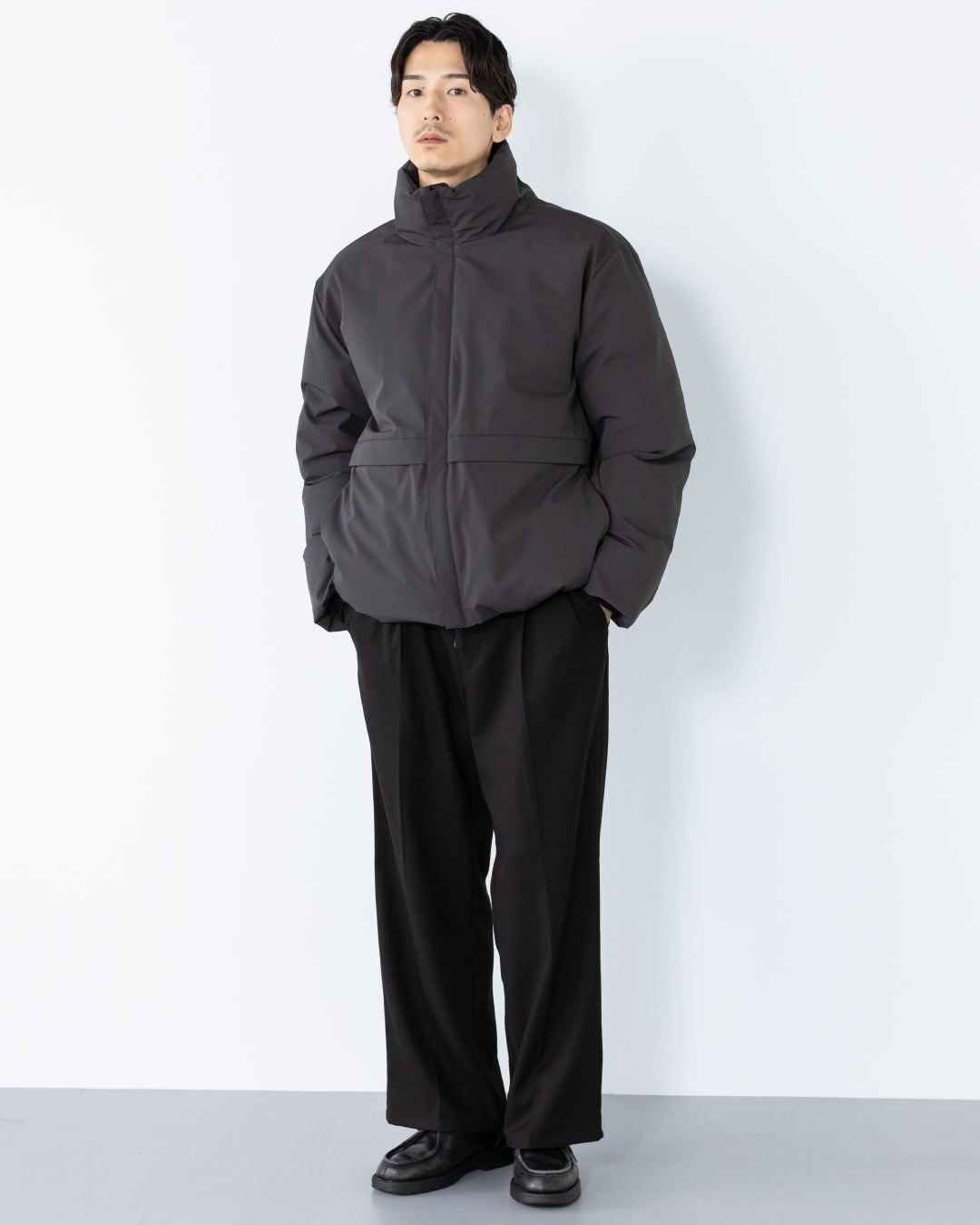 Washable Padded Blouson -black-