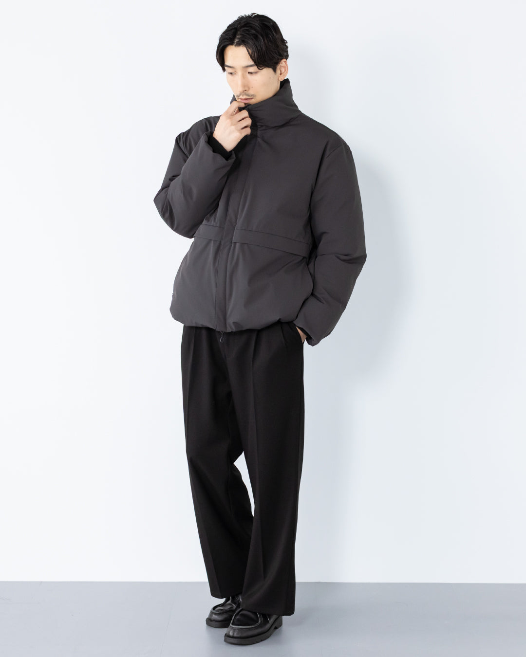Washable Padded Blouson -black-