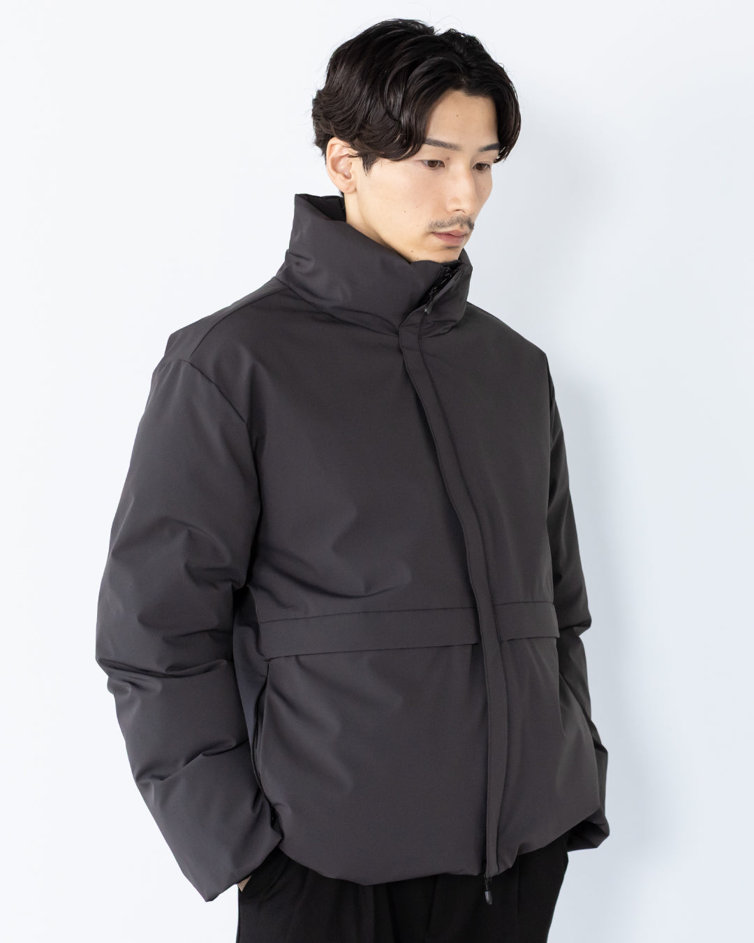 Washable Padded Blouson -black-