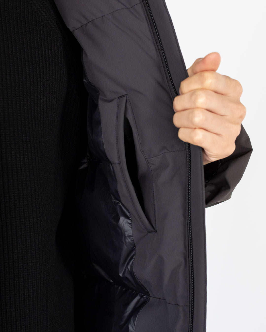 Washable Padded Blouson -black-