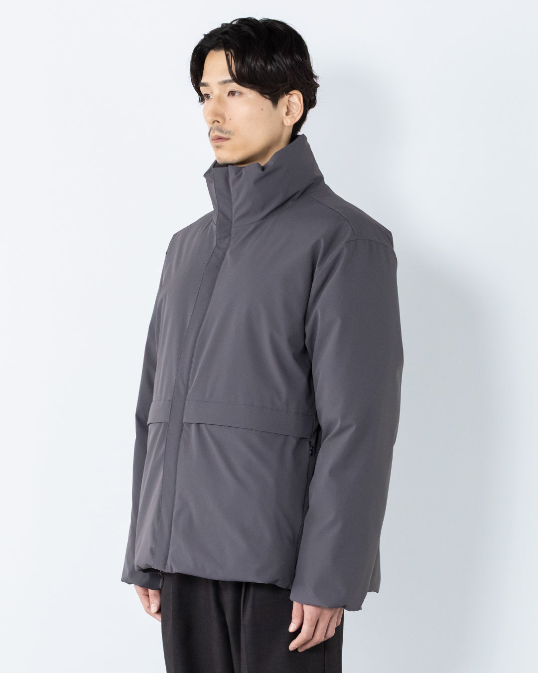 Washable Padded Blouson -gray-