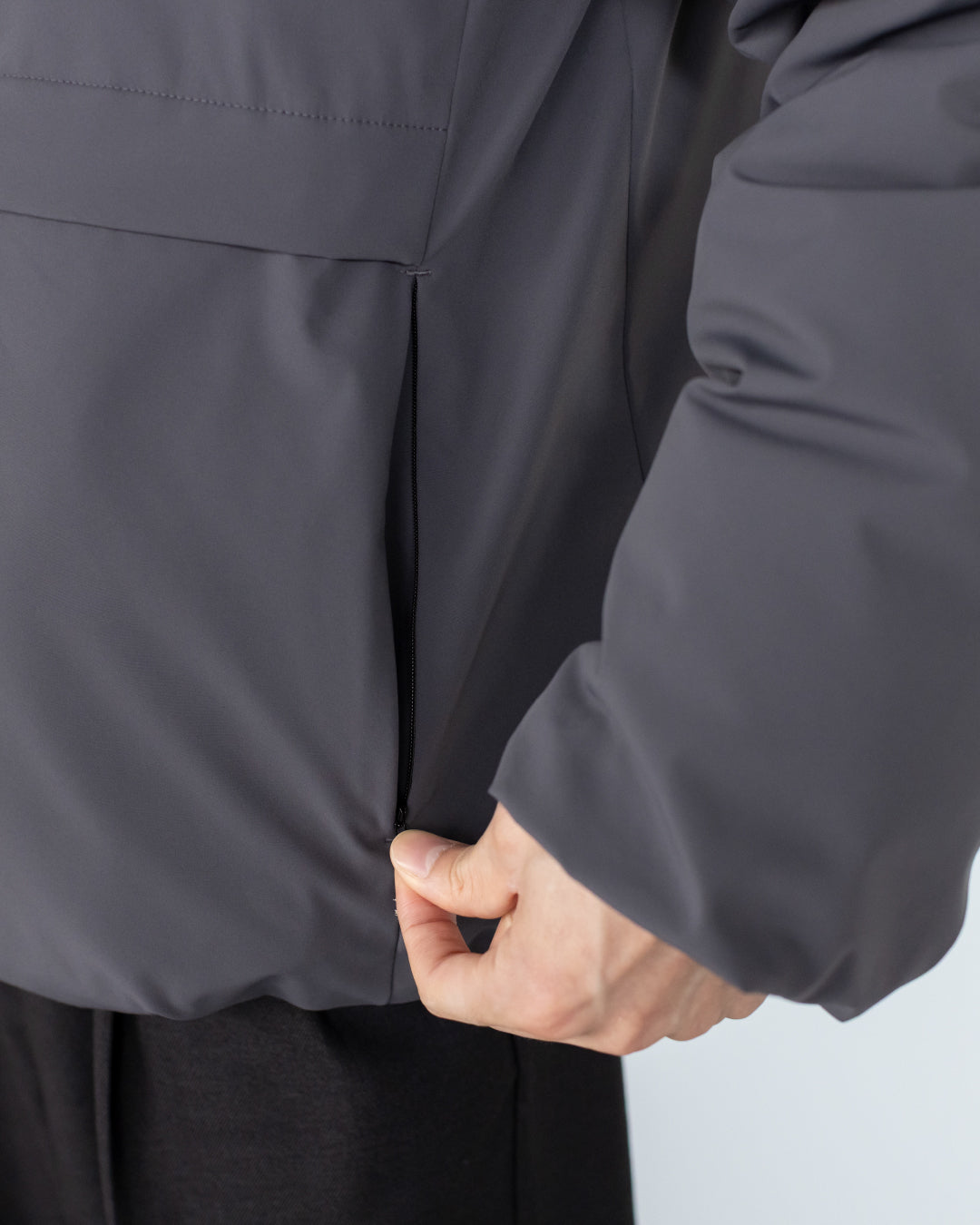 Washable Padded Blouson -gray-