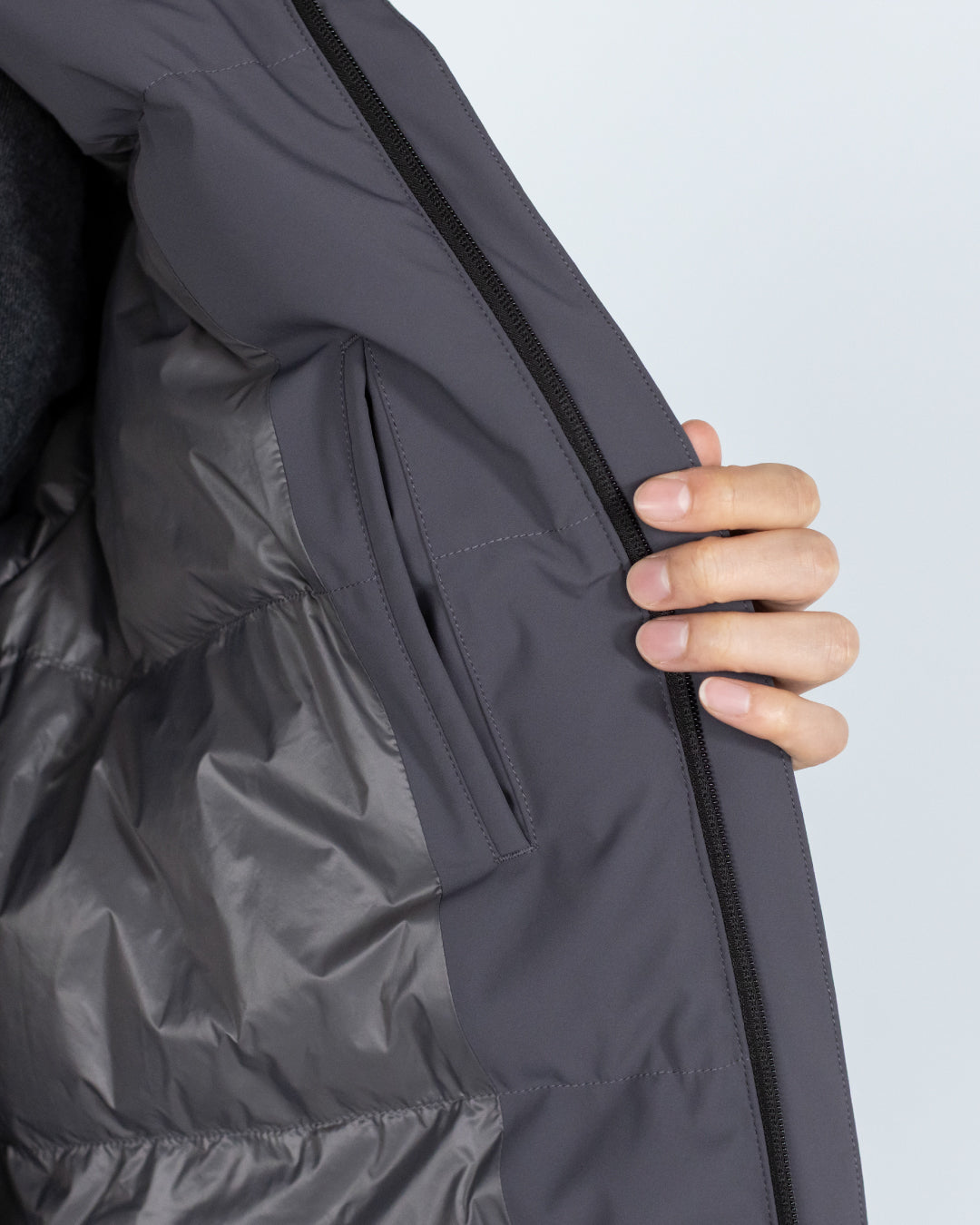 Washable Padded Blouson -gray-