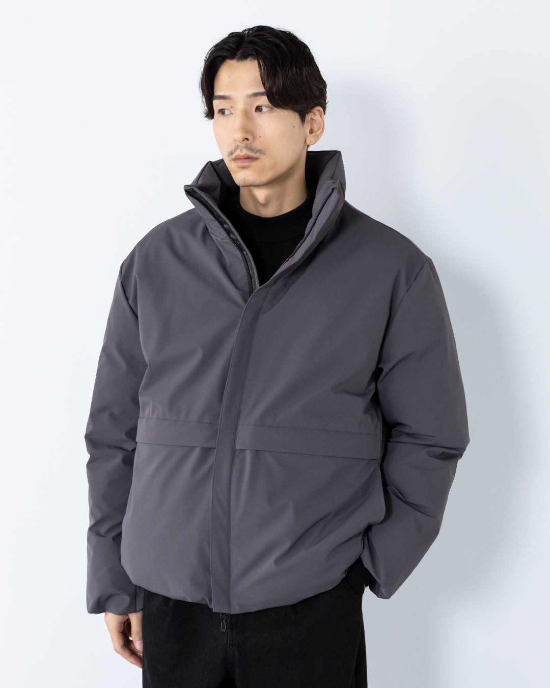 Washable Padded Blouson -gray-