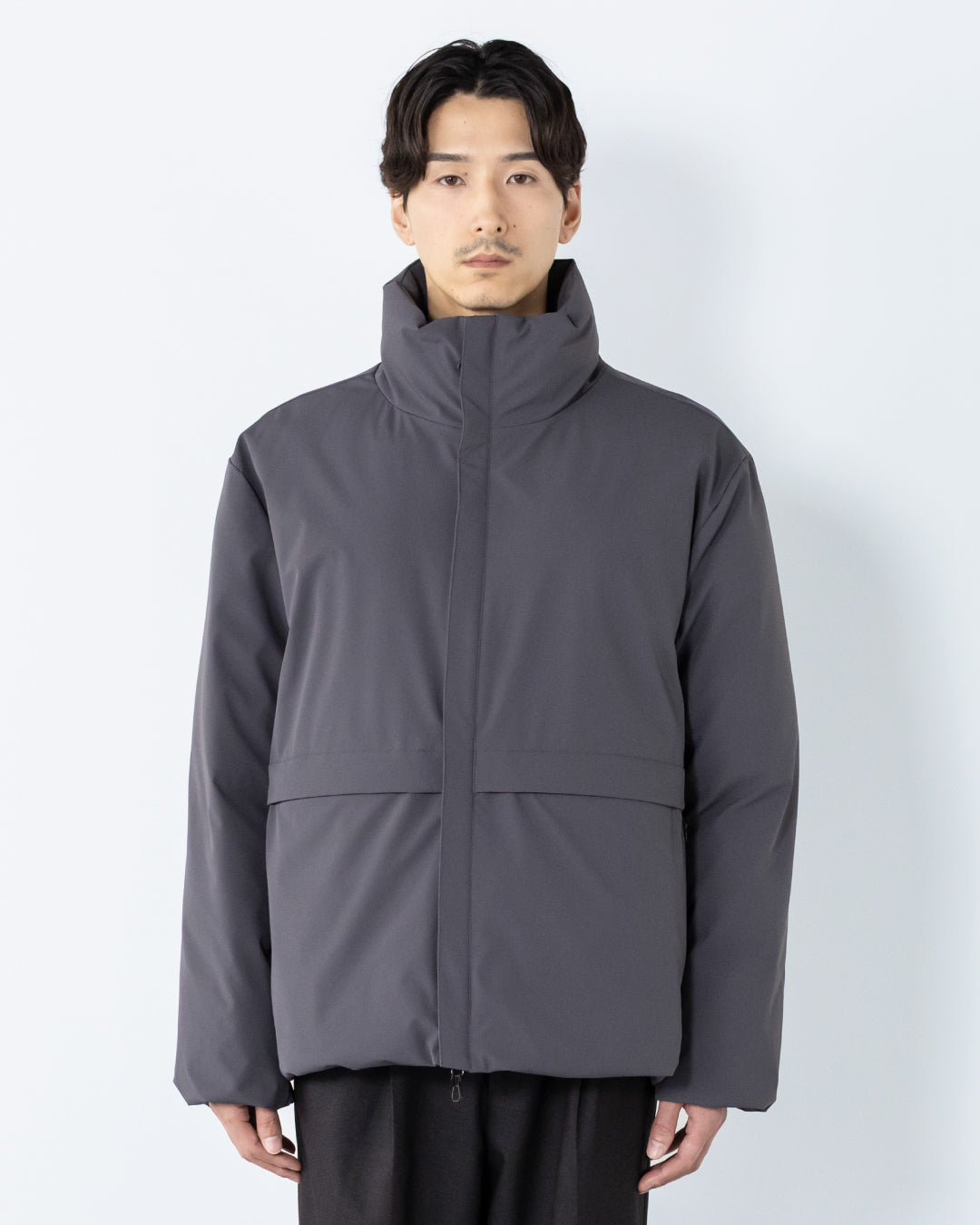 Washable Padded Blouson -gray-