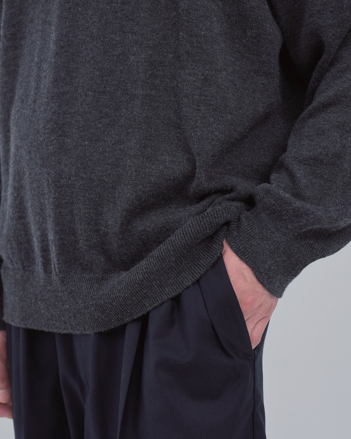 Wholegarment L/S Knit Polo -charcoal-(6)