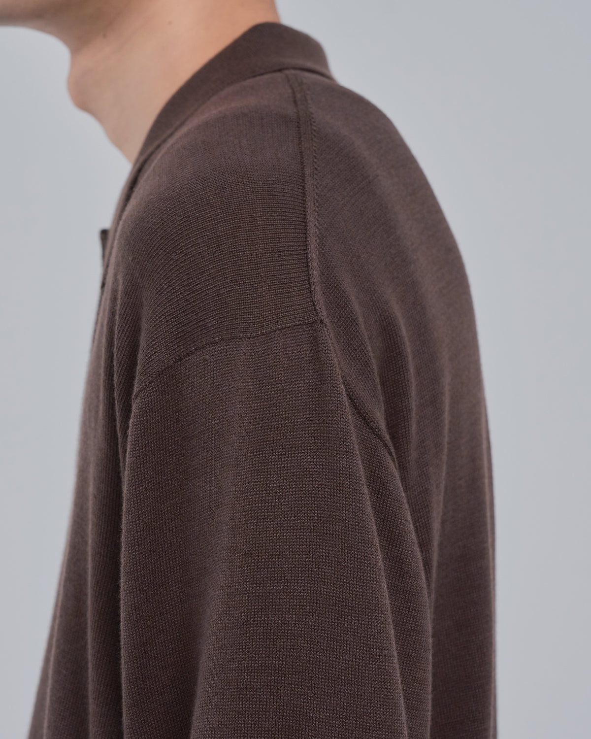Wholegarment L/S Knit Polo -brown-