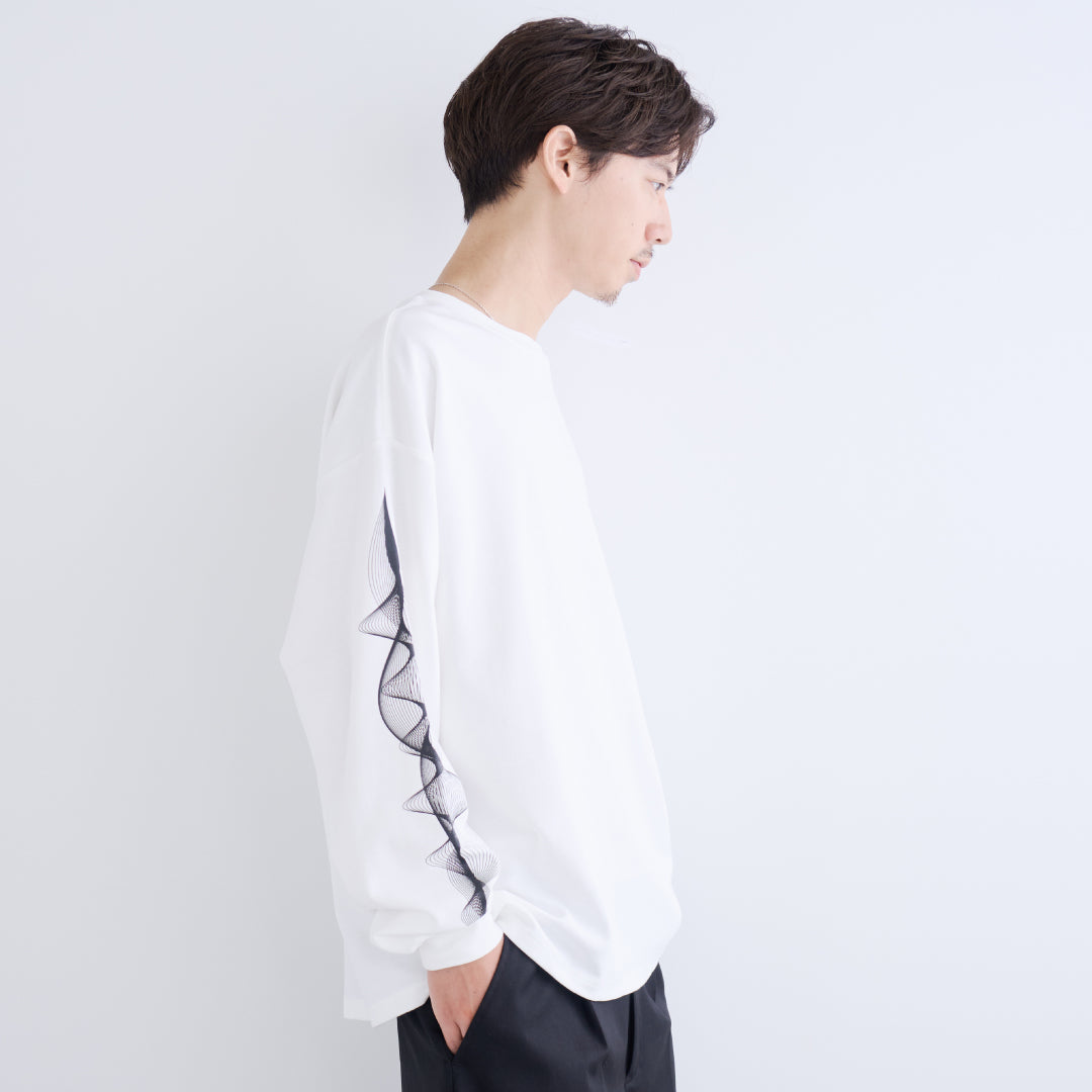 L/S Tee "WAVE" -white-