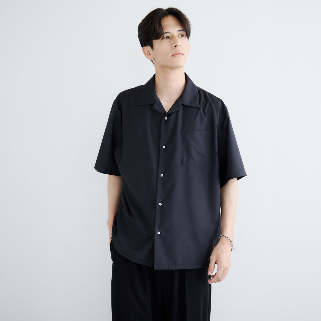 S/S Open Collar Shirt -dark gray-