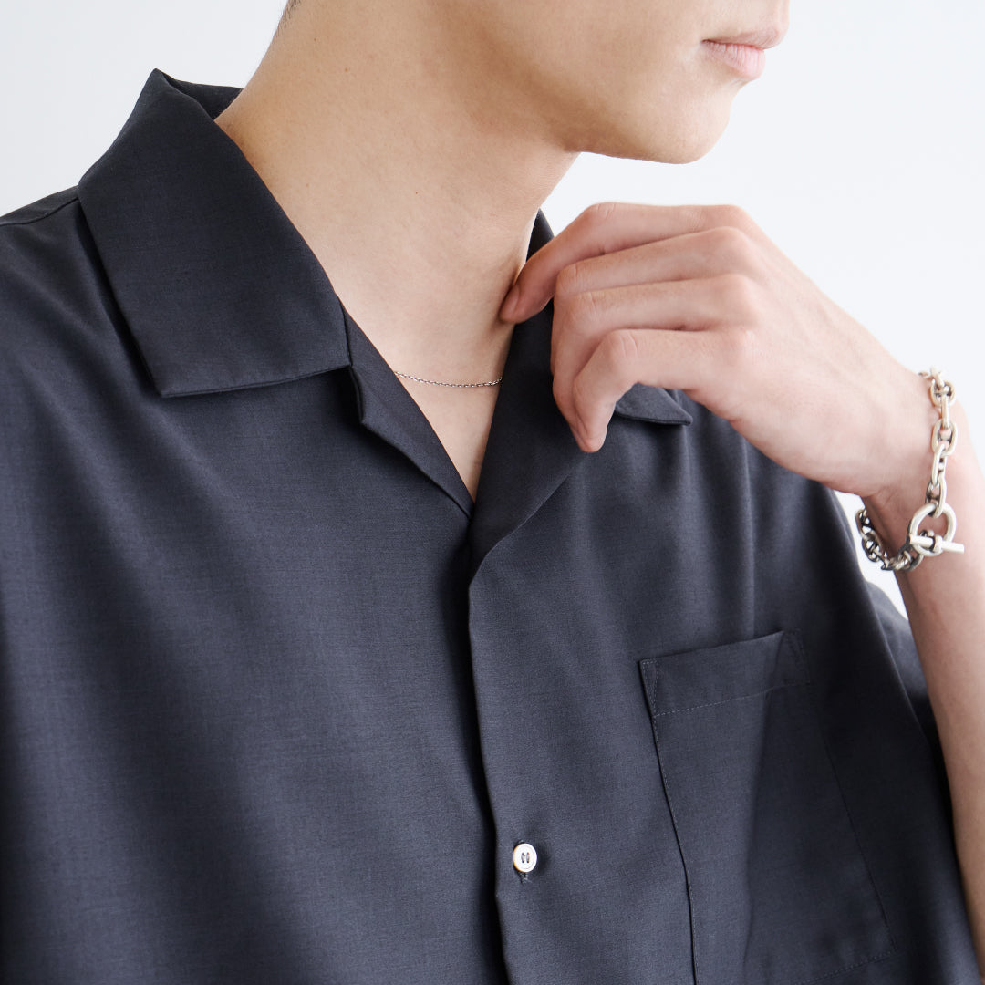 S/S Open Collar Shirt -dark gray-
