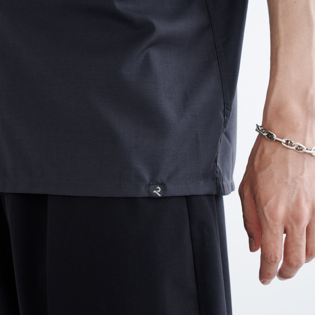 S/S Open Collar Shirt -dark gray-