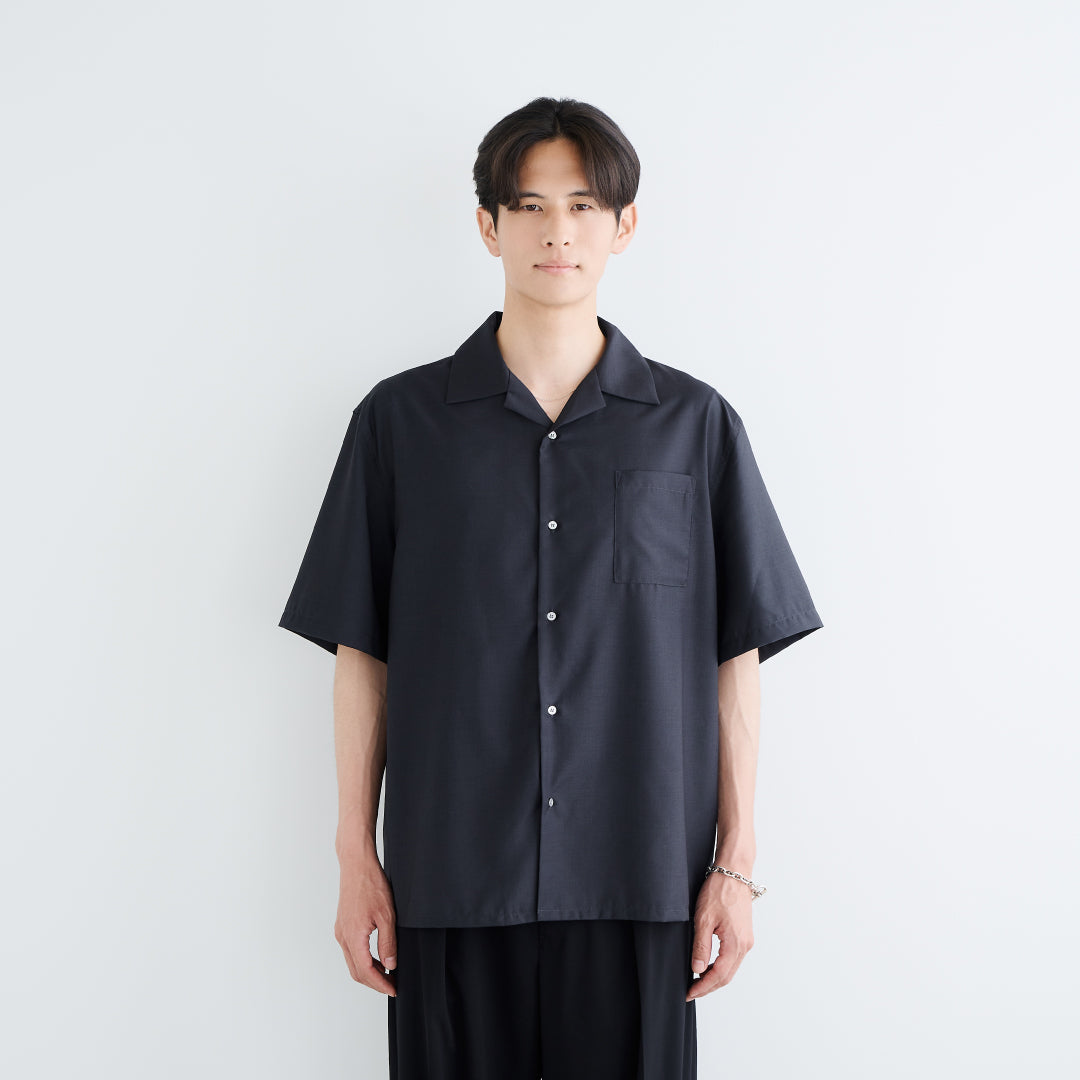 S/S Open Collar Shirt -dark gray-