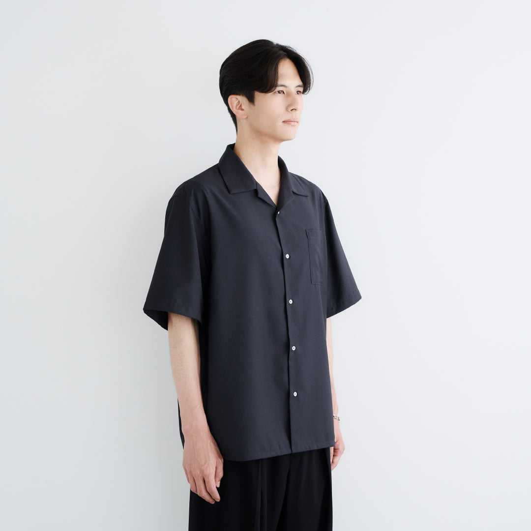 S/S Open Collar Shirt -dark gray-