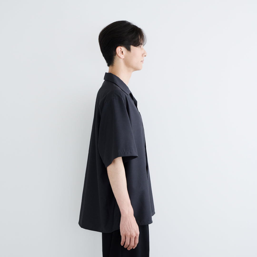 S/S Open Collar Shirt -dark gray-