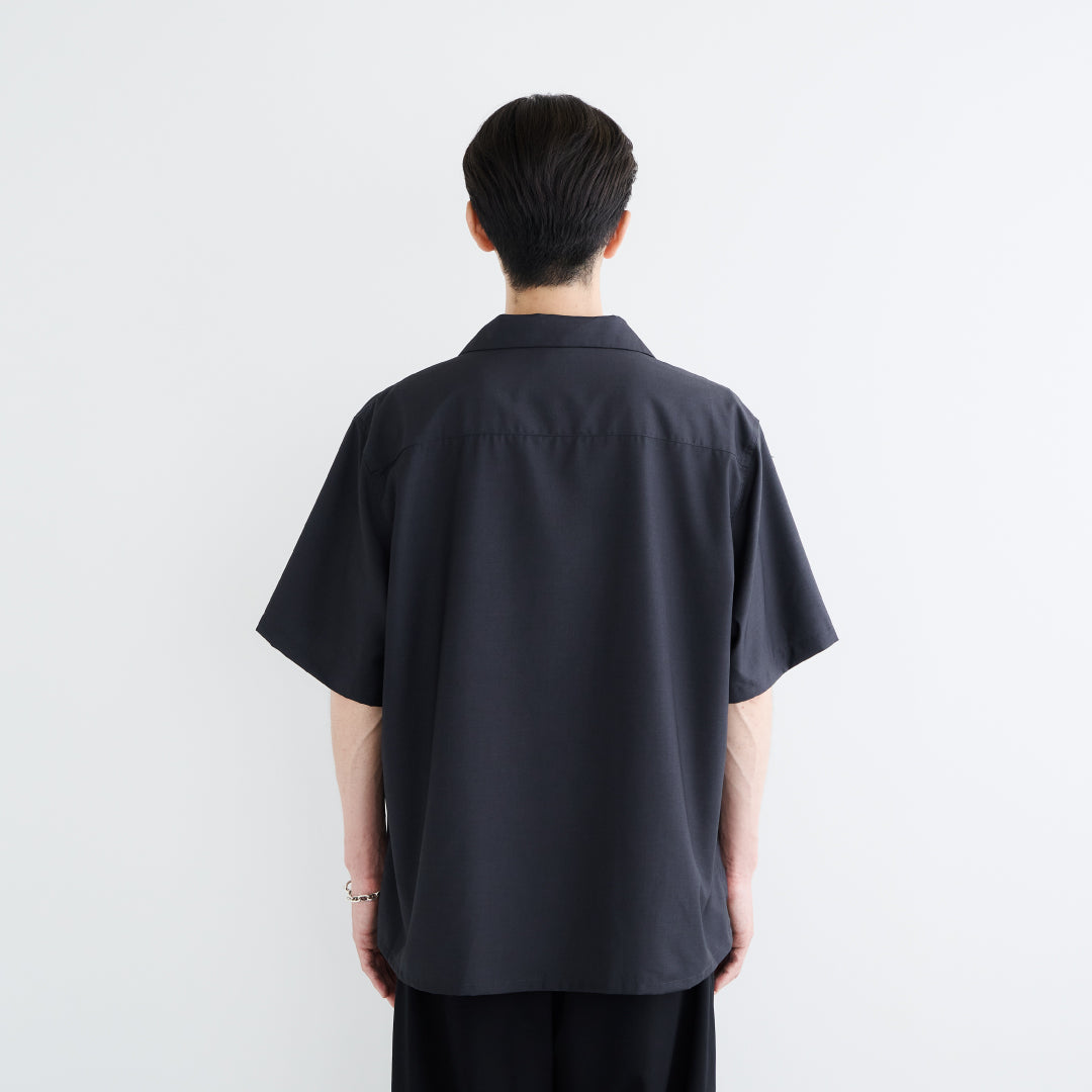 S/S Open Collar Shirt -dark gray-
