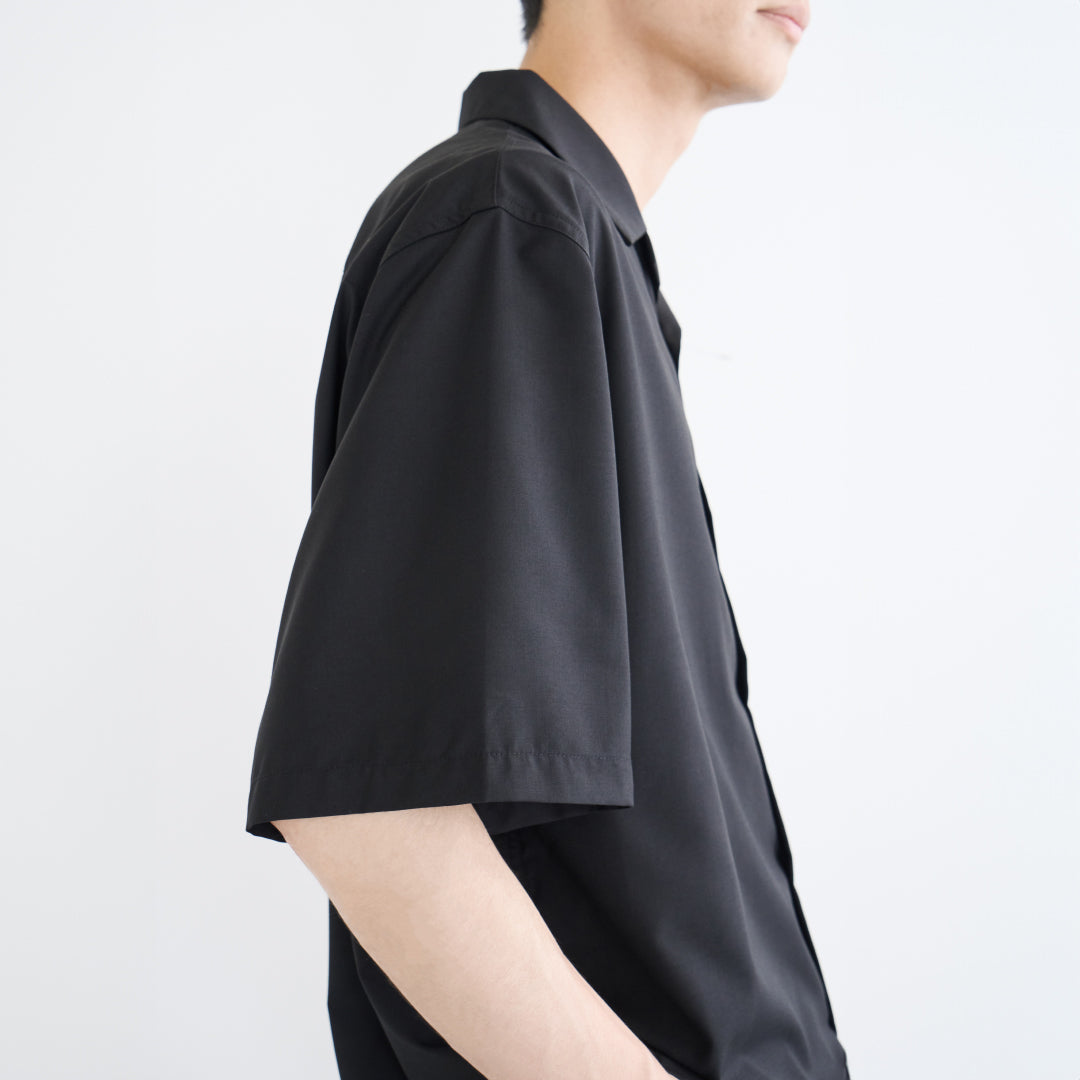 S/S Open Collar Shirt -black-