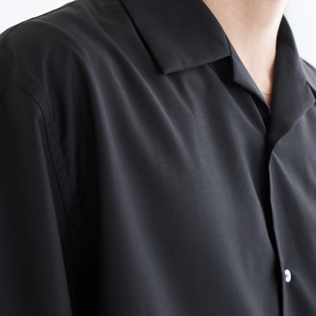 S/S Open Collar Shirt -black-