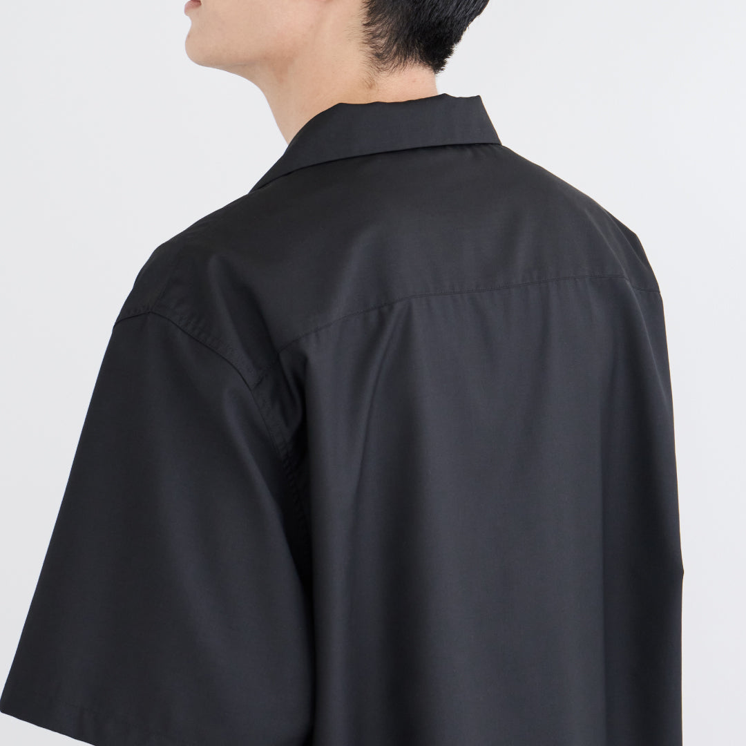 S/S Open Collar Shirt -black-