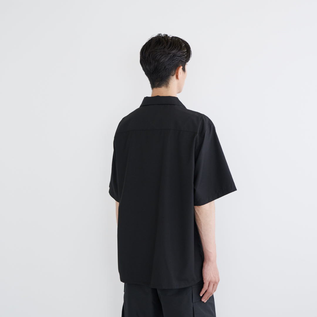 S/S Open Collar Shirt -black-