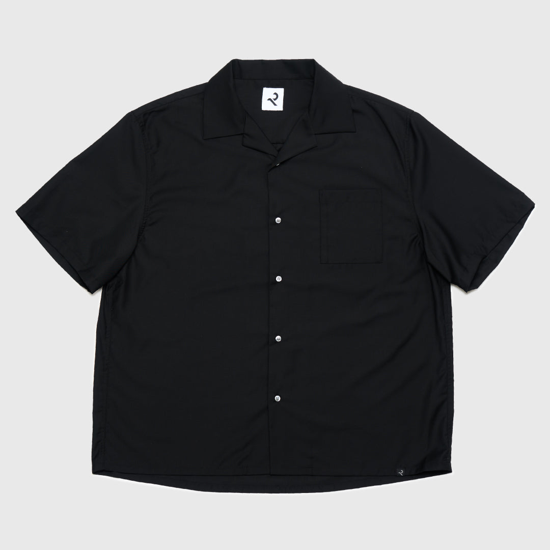S/S Open Collar Shirt -black-